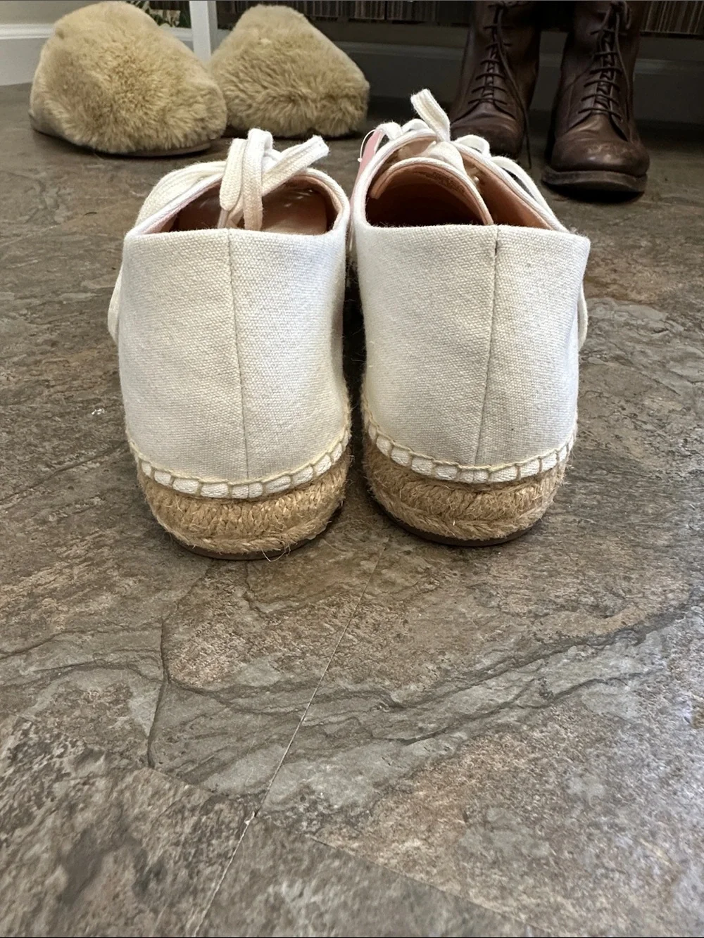 J. Crew White Canvas Lace-Up Espadrille Sneakers